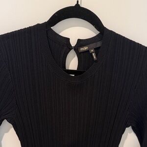 Maje Black Textured Knit Top